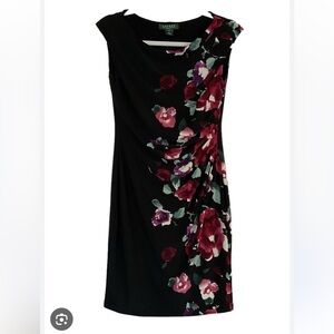 Black and Red Asymmetrical Sheath Midi Dress